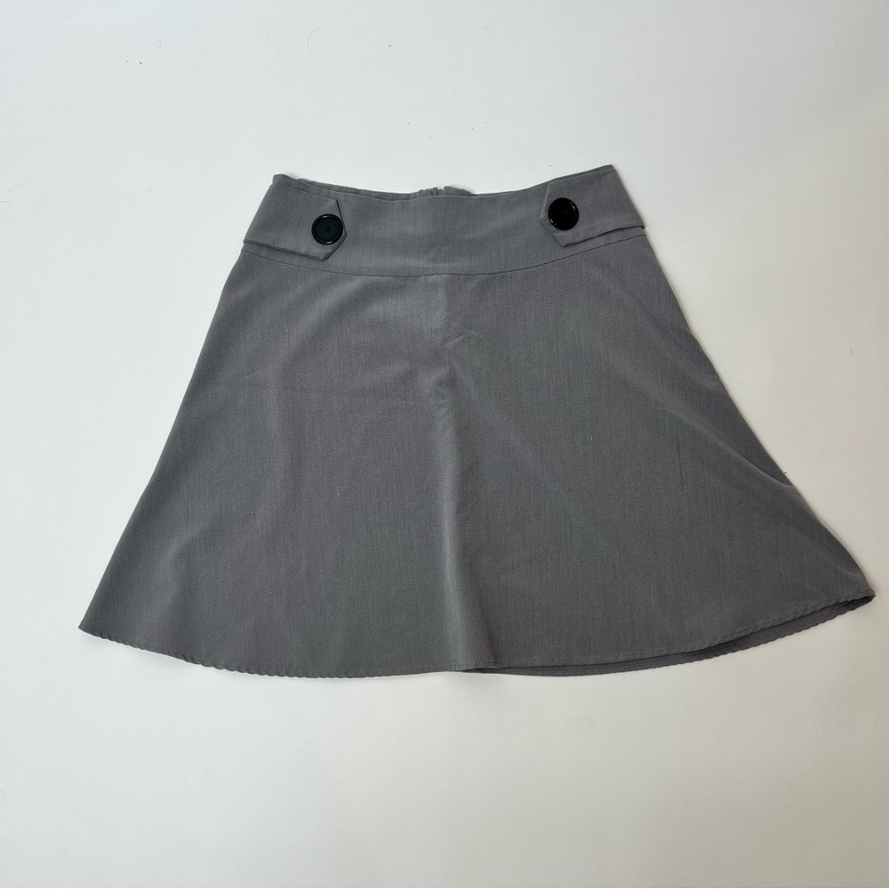 Gray A-Line Skirt with Button Detail